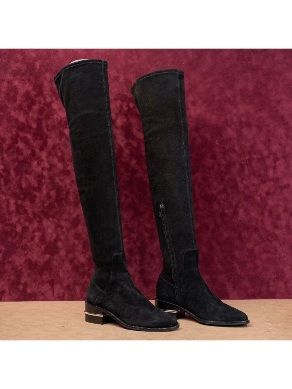 Paige LA Women Jacey Black Suede Fashion Party Night OTK Stretch Boots sz 6